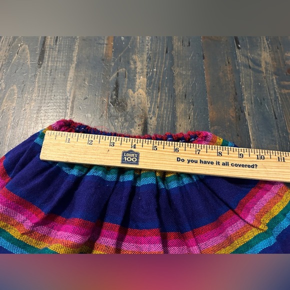 Mexican Mini Skirt Vibrant Striped Boho Summer Spring Feista Cinco De Mayo small - Picture 4 of 8